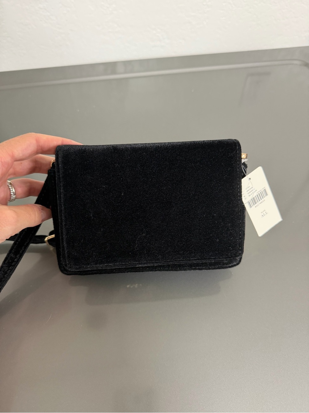 Anthropologie Black Velvet Evening Bag NWT
